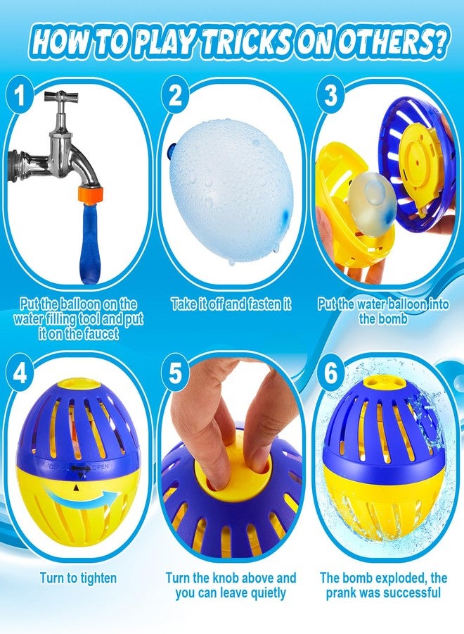 Vertintong 3 Pieces Water Timer Bomb with 150 Balloons Water Toy for Summer Outdoor Pool Beach Activity Games Prank Party Supplies Favors (Blue,Yellow) - Image 3